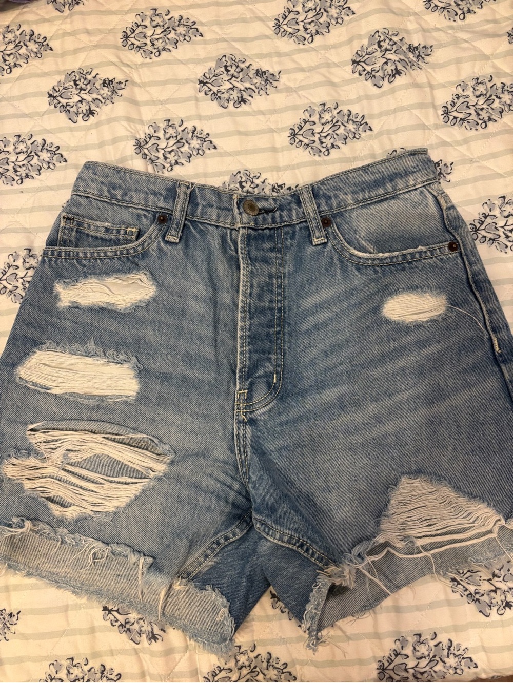 Arizona Jean Company Light Blue Distressed Denim Shorts